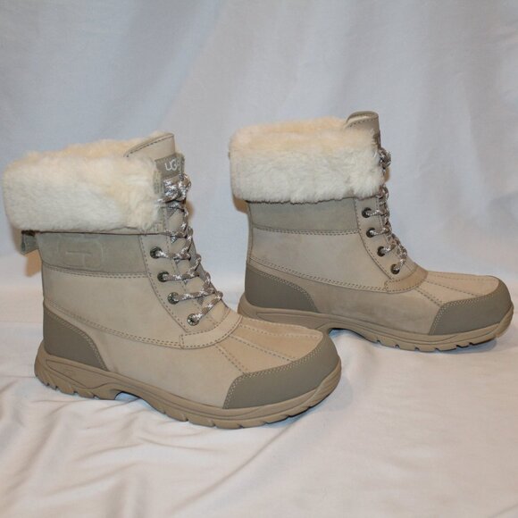 NIB UGG MEN'S BUTTE LOGO LEATHER SHEARLING LINED WINTER SNOW BOOTS - Picture 2 of 9